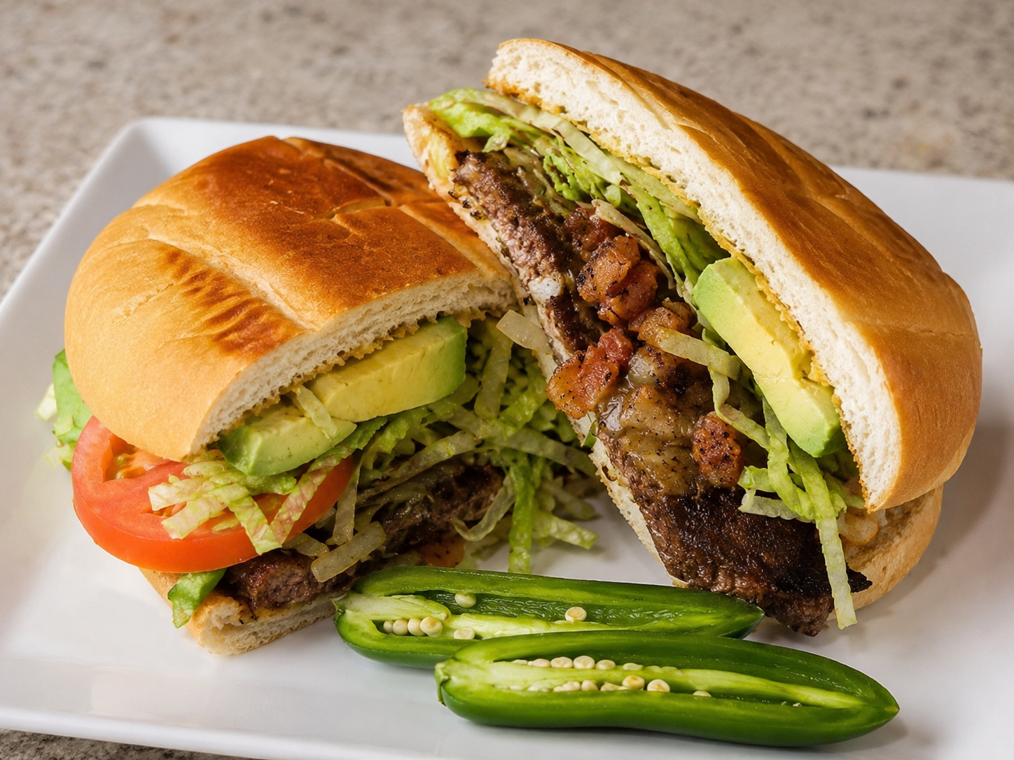 Torta de res con aguacate