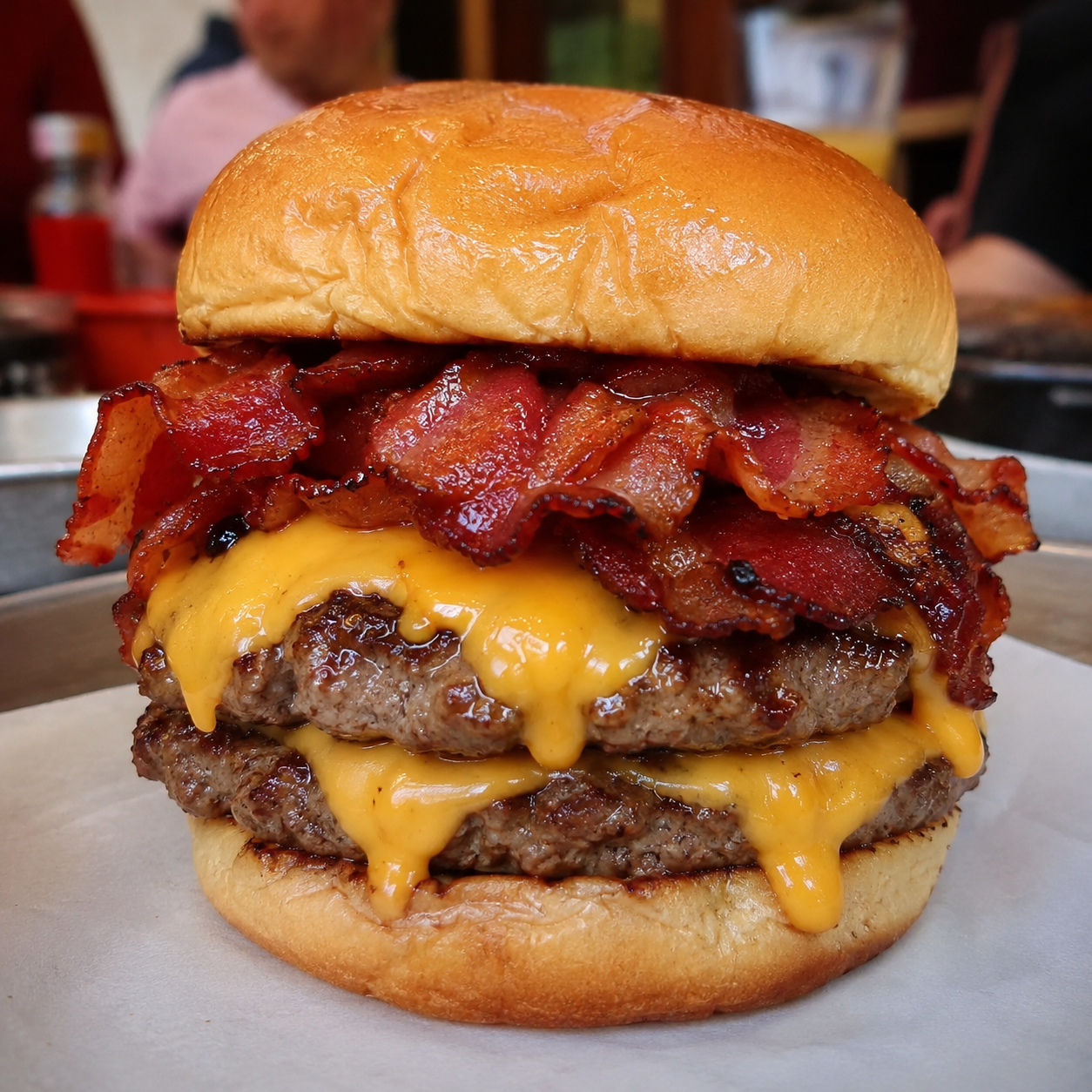 Hamburguesa doble con tocino y queso